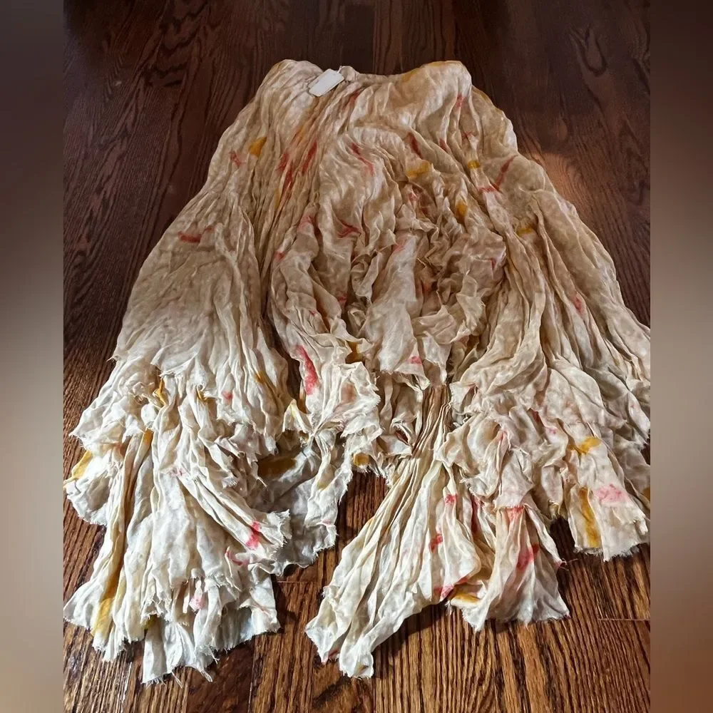 Free People Fp One Clover Skirt Asymmetrical Tiered Mid-rise, print S $3…